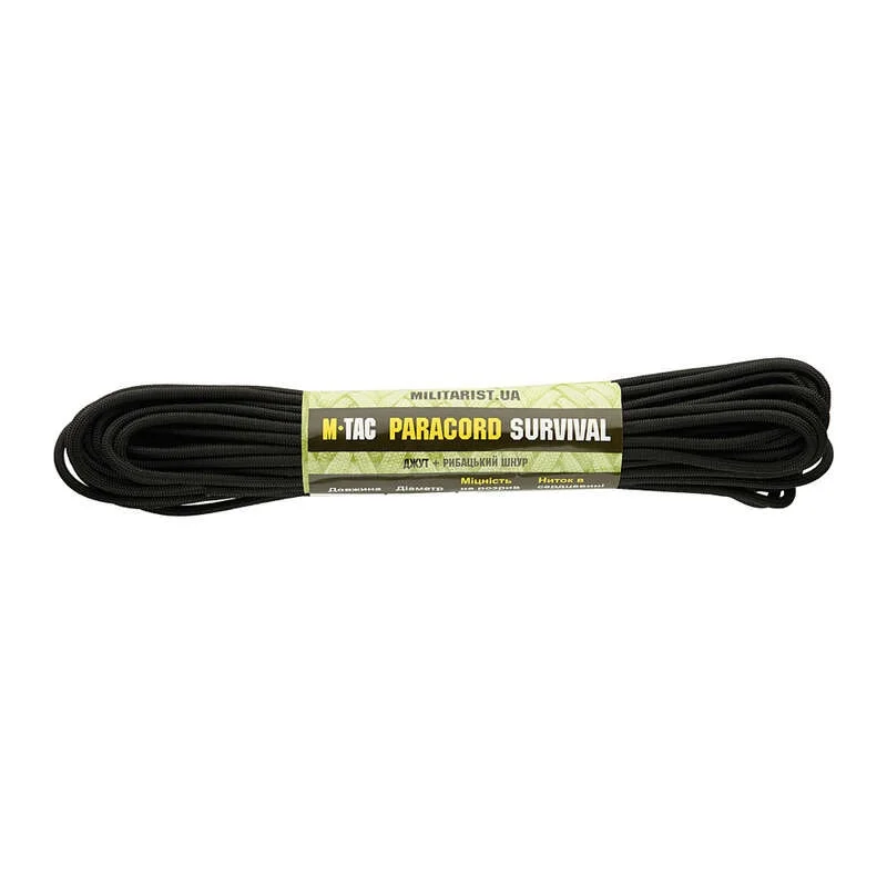 M-Tac паракорд Survival Black 15м