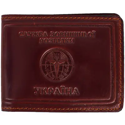 Обложка для удостоверения СВР бордовая с карманом, Бордовый, Vik-Tailor