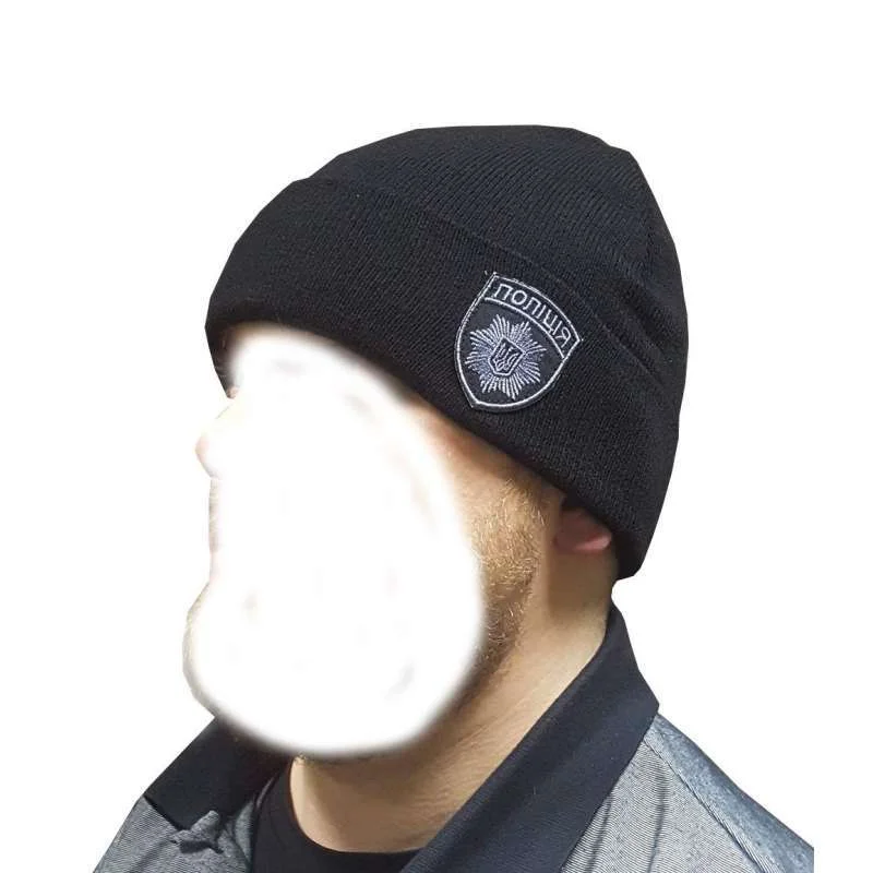 Шапка с шевроном Полиция Pancer Protection, черная
