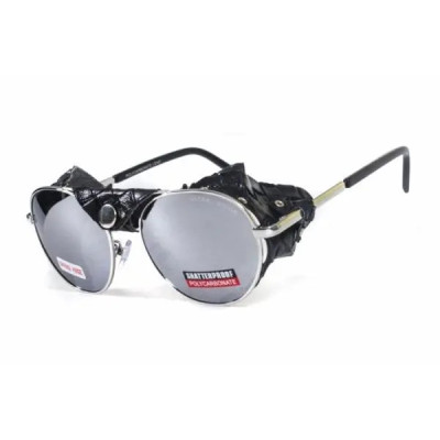 Очки защитные Global Vision Aviator-5 (silver mirror) зеркальные серые со съёмным уплотнителем