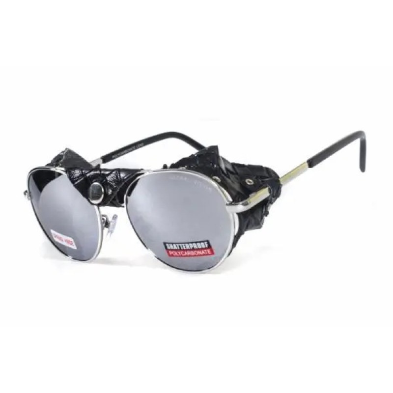 Очки защитные Global Vision Aviator-5 (silver mirror) зеркальные серые со съёмным уплотнителем
