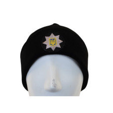 Вязаная шапка полиции черная на флисе Pancer Protection