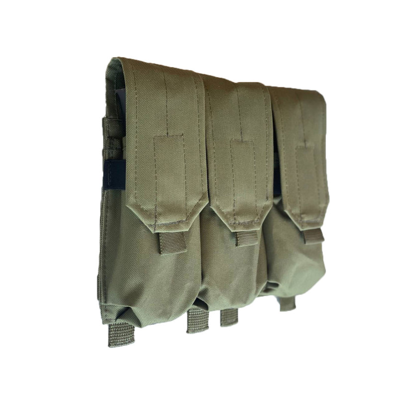 Подсумок тройной для магазинов АК закрыт с MOLLE олива МК
