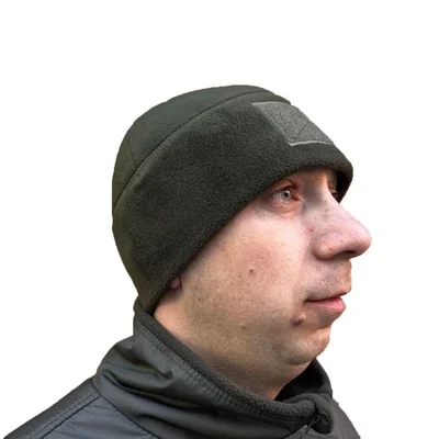 Флисовая шапка олива 1 слой с липучкой Pancer