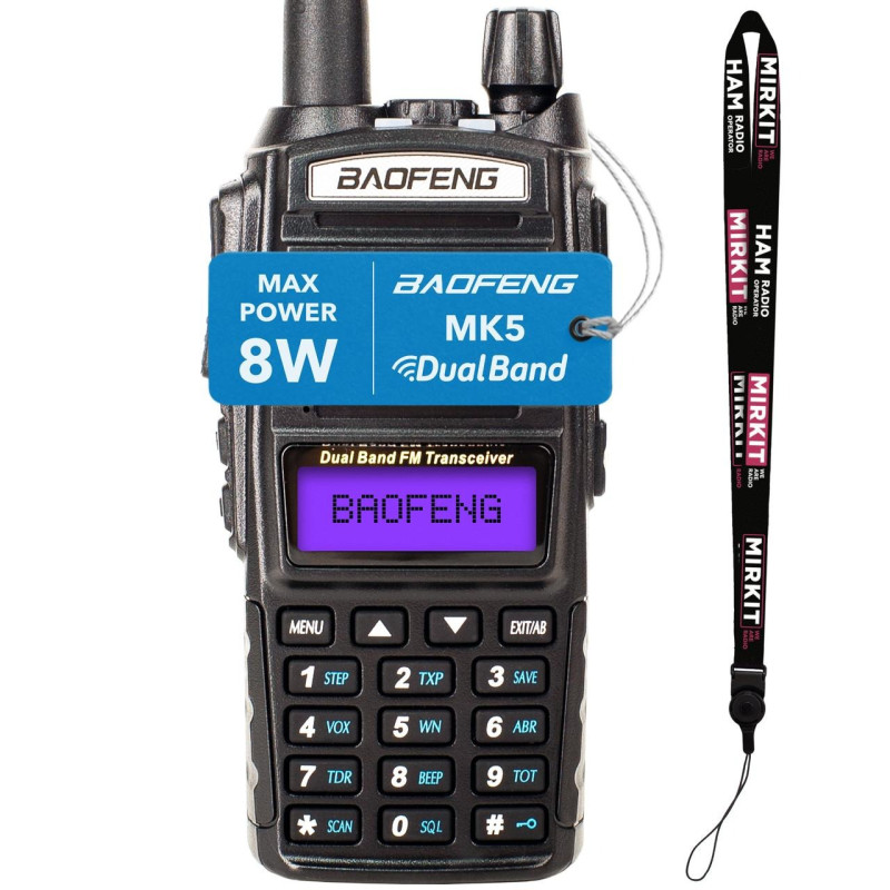 Рация Baofeng UV-82 MK5 8W, Батарея Li-ion 1800 мАч + Ремешок для рации Mirkit
