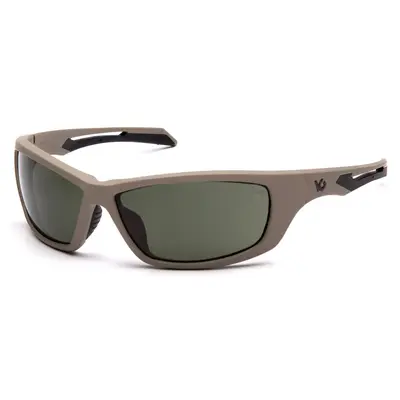 Очки защитные Venture Gear Tactical Howitzer Tan (forest gray) Anti-Fog, чёрно-зелёные в песочной оправе