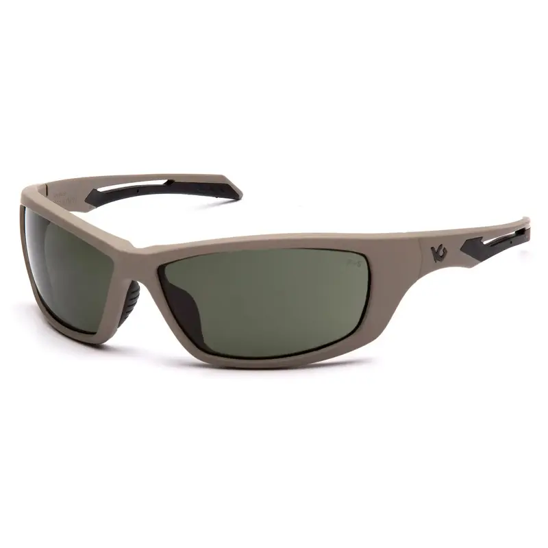 Очки защитные Venture Gear Tactical Howitzer Tan (forest gray) Anti-Fog, чёрно-зелёные в песочной оправе