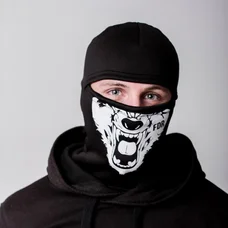 Балаклава Pancer Protection с принтом Волк черная