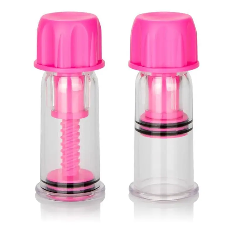 California Exotic Novelties Vacuum Twist Suckers - Вакуумные помпы для сосков, 10.3х3.8 см (розовый) California Exotic Novelties Vacuum Twist Suckers - Вакуумные помпы для сосков, 10.3х3.8 см (розовый)