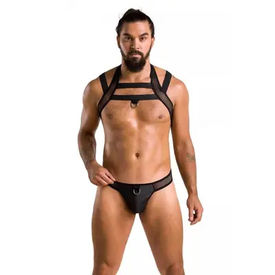 Passion - 043 SET JACOB black - Сексуальный мужской комплект с кольцами, L/XL