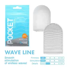 TENGA Pocket Wave Line - Карманный мини-мастурбатор, 7.5х5.5 см (голубой)