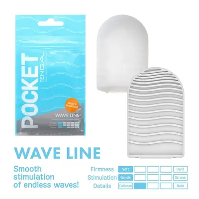 TENGA Pocket Wave Line - Карманный мини-мастурбатор, 7.5х5.5 см (голубой)