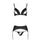 Passion Miley Set - Комплект из эко-кожи: трусики, бюстгальтер, пояс для чулок, L/XL (чёрный)