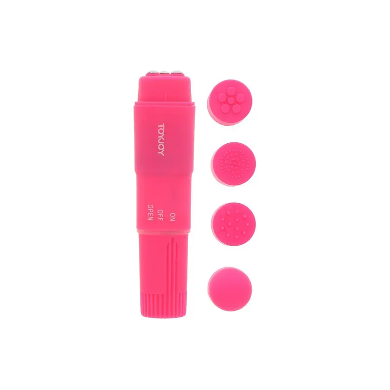 Toy Joy Funky Massager - Вибромассажер с насадками, 10х2.5 см (розовый) Toy Joy Funky Massager - Вибромассажер с насадками, 10х2.5 см (розовый)