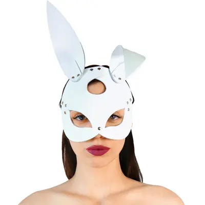 Шкіряна маска Зайчика Art of Sex - Bunny mask біла