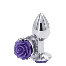 Ns Novelties Rose Buttplug S - Анальная пробка, 6,35х2,7 см, (серебристая с фиолетовым)