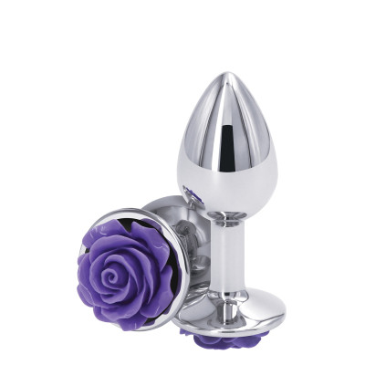 Ns Novelties Rose Buttplug S - Анальная пробка, 6,35х2,7 см, (серебристая с фиолетовым)