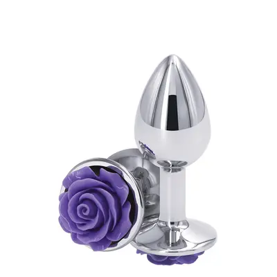 Ns Novelties Rose Buttplug S - Анальная пробка, 6,35х2,7 см, (серебристая с фиолетовым)