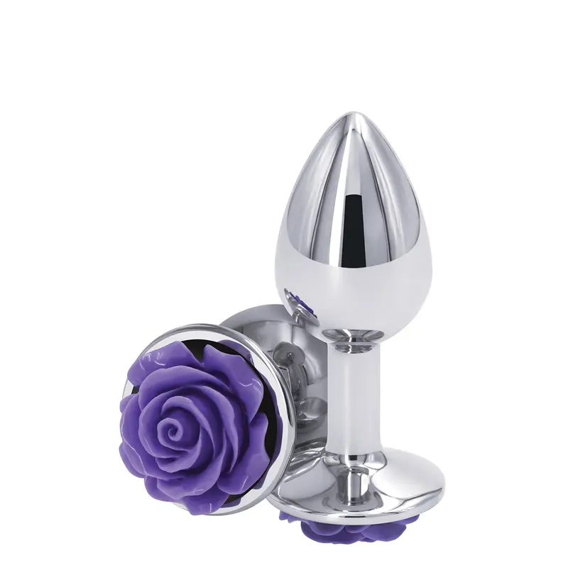Ns Novelties Rose Buttplug S - Анальная пробка, 6,35х2,7 см, (серебристая с фиолетовым)