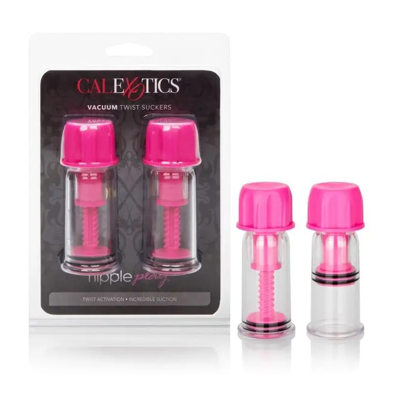 California Exotic Novelties Vacuum Twist Suckers - Вакуумные помпы для сосков, 10.3х3.8 см (розовый) California Exotic Novelties Vacuum Twist Suckers - Вакуумные помпы для сосков, 10.3х3.8 см (розовый)