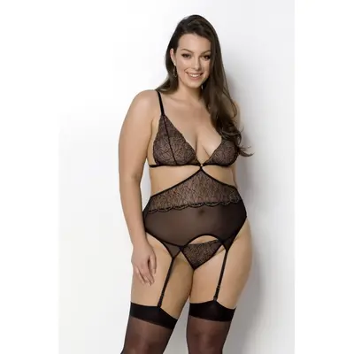 Passion Amberly Corset - Корсет напівпрозорий, 4XL/5XL
