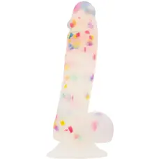 Addiction - Party Marty - 7.5" - Frost & Confetti - фалоімітатор з конфетті, 19х3.8 см (білий)