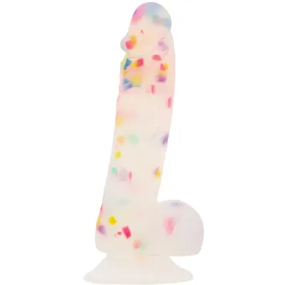 Addiction - Party Marty - 7.5" - Frost & Confetti - фалоімітатор з конфетті, 19х3.8 см (білий)