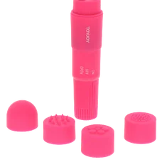 Toy Joy Funky Massager - Вибромассажер с насадками, 10х2.5 см (розовый)