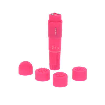 Toy Joy Funky Massager - Вибромассажер с насадками, 10х2.5 см (розовый)
