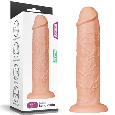 LoveToy - Realistic Long Dildo Flesh 11 - Фалоімітатор на присосці, 28х6 см