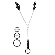 Зажимы для сосков Art of Sex Nipple clamps for Men Black clover с эрекционными кольцами