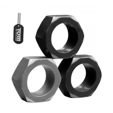 Tom of Finland 3 Piece Cock Nuts - набор эрекционных колец, 2.54 см