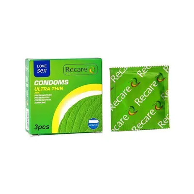 Recare Ultra Thin Mint Condoms 3 шт, ультратонкі
