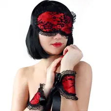 Art of Sex Mask and Handcuffs - Мереживна маска на очі з наручниками