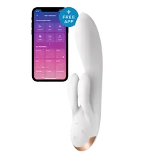 Satisfyer Double Flex - Вибратор-кролик с тремя моторчиками, 20.1х4.6 см (белый)