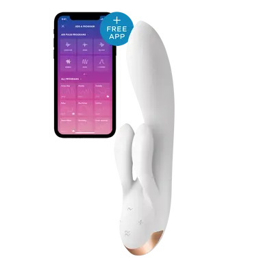 Satisfyer Double Flex - Вибратор-кролик с тремя моторчиками, 20.1х4.6 см (белый)