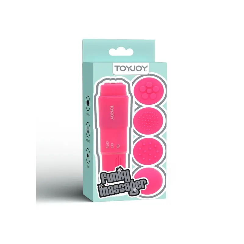 Toy Joy Funky Massager - Вибромассажер с насадками, 10х2.5 см (розовый) Toy Joy Funky Massager - Вибромассажер с насадками, 10х2.5 см (розовый)