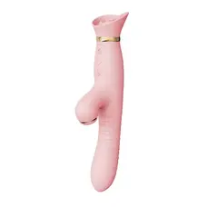 Zalo Rose Rabbit Thruster Strawberry Pink - Мощный пульсатор с нежным дизайном, 25х3.6 см (розовый)