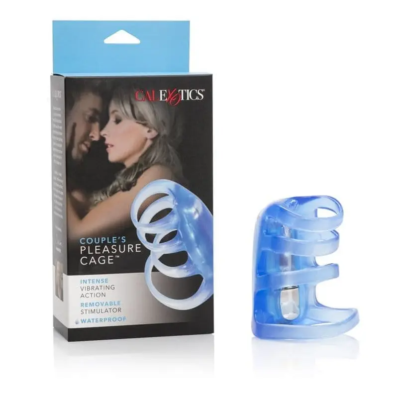 CalExotics Couples Pleasure Cage - виброкольцо, 6х3 см (голубой) CalExotics Couples Pleasure Cage - виброкольцо, 6х3 см (голубой)