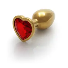 Металева анальна пробка з кристалом Ouch! Heart Gem - розмір S