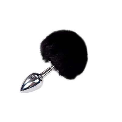 Alive Fluffly Plug S - Анальна пробка з пишним хвостом, 7х3.2 см (чорна)