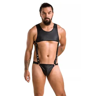 Passion - 056 BODY ADAM black - Сексуальний чоловічий боді, XXL/XXXL