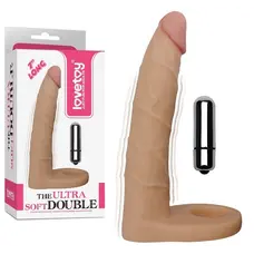 The Ultra Soft Double Vibrating 7 " - Анальная насадка с вибрацией, 17.8 см (телесный)