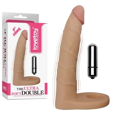 The Ultra Soft Double Vibrating 7 " - Анальная насадка с вибрацией, 17.8 см (телесный)