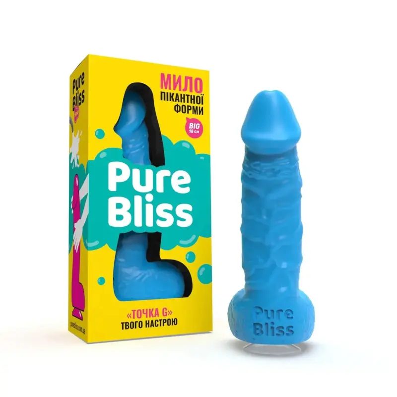 Pure Bliss Big - Крафтовое мыло-член с присоской, 18х4.2 см (голубой) Pure Bliss Big - Крафтовое мыло-член с присоской, 18х4.2 см (голубой)