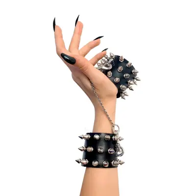 Art of Sex - Rose Spiked Leather Handcuffs - Наручники з шипами, натуральна шкіра