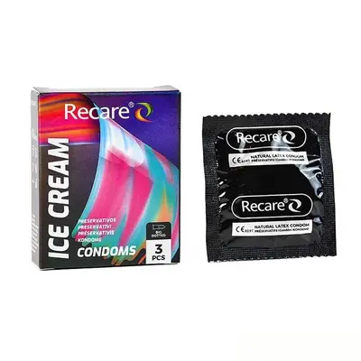 Holographic Recare Ice Cream Big Dotted Condoms 3 шт, з пухирцями