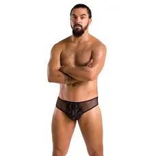 Passion - 035 SLIP RICHARD black - Сітчасті чоловічі труси зі шнурівкою, XXL/XXXL