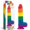 LoveToy 9'' Prider Dildo - радужный силиконовый фаллоимитатор с присоской, 22.5х4 см
