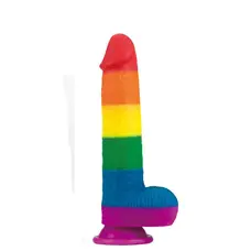 LoveToy 9'' Prider Dildo - радужный силиконовый фаллоимитатор с присоской, 22.5х4 см